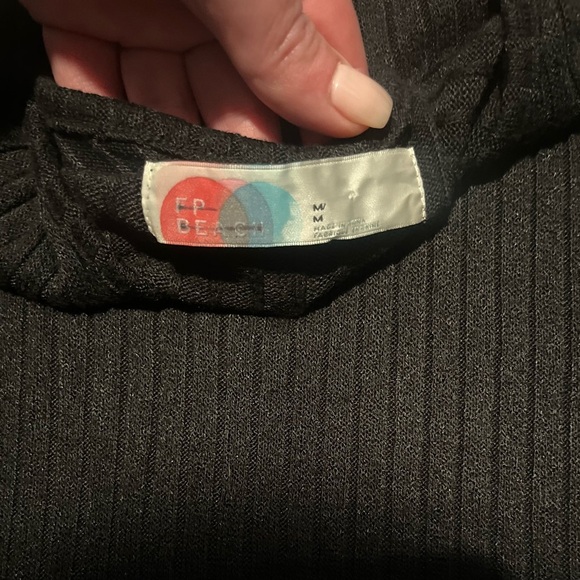 Free people beach black dress ribbed medium cover up solid - Picture 2 of 2